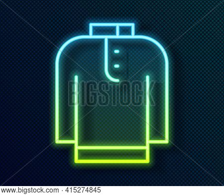 Glowing Neon Line Shirt Kurta Icon Isolated On Black Background. Vector