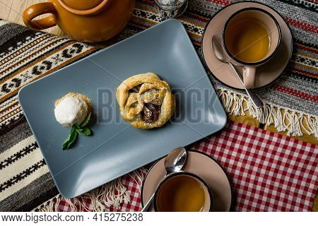 Traditional Georgian Sweets And Desserts With Hazelnuts, Walnuts, Grape Juice, Honey, Chocolate. Bak