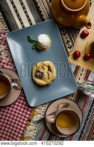 Traditional Georgian Sweets And Desserts With Hazelnuts, Walnuts, Grape Juice, Honey, Chocolate. Bak