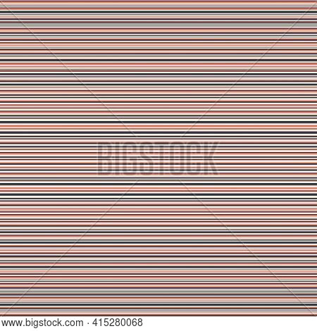 Vector Seersucker Dense Striped Seamless Pattern Background. Blue Red White Random Horizontal Pinstr