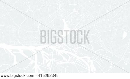 Bright Grey Vector Background Map, Hamburg City Area Streets And Water Cartography Illustration. Wid