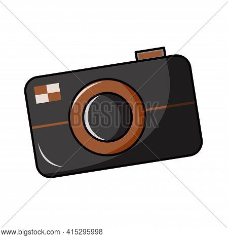 Colorful Vintage Photo Camera. Modern Digital Gadget With Lens In Retro Style. Vector Cartoon Illust