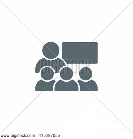 Business Presentation Icon. Contains Such Presenter. Teacher, Audience And More. Training, Presentat