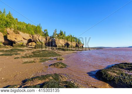 View Of Hopewell Rocks At Low Tide, New Brunswick, Canada