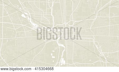 Bright Brown Vector Background Map, Columbus City Area Streets And Water Cartography Illustration. W