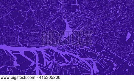 Plum Grey Vector Background Map, Hamburg City Area Streets And Water Cartography Illustration. Wides