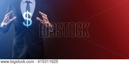 Successful International Financial Symbol Sinvestment Concept With Businessman Man Person Hold Showi