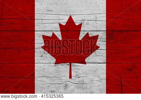 Flag Of Canada Wooden Texture Of The Flag Of Canada.