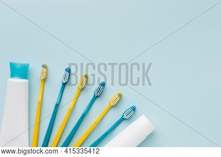 Tooth Brushes Tooth Paste. High Quality And Resolution Beautiful Photo Concept