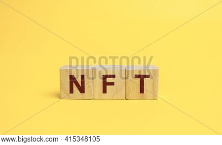 Wooden Blocks Nft - Non-fungible Token. Digitally Represented Product Or Asset. Selling Digital Asse