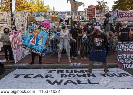 Washington Dc, Usa 11/06/2020:  Crowd Gathered In Black Lives Matter Plaza Near White House Protest 