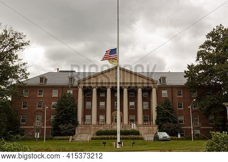 Bethesda, Maryland 09/12/2020: View Of The Main Historical Building (building 1) Of The National Ins