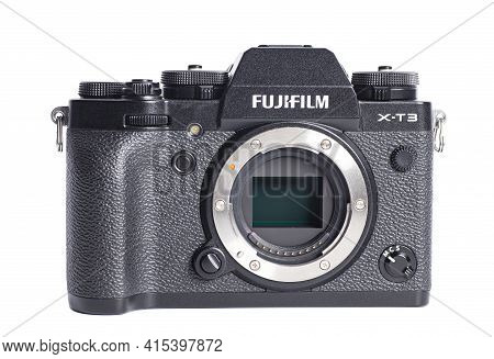 Moscow, Russia April 03, 2021 Fujifilm X-t3 Digital Camera Isolated On White Background