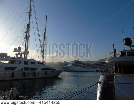 Genoa, Italy - April 01, 2021: The Porto Antico In Genoa Is A Part Of The Port Of Genoa Currently Us
