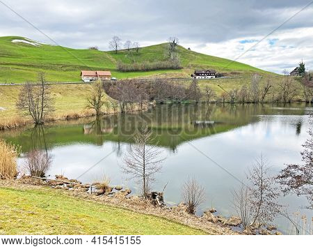 Late Winter And Early Spring On The Small Natural Lake Wilersee Or Wiler Lake Above The Canyon Of Th