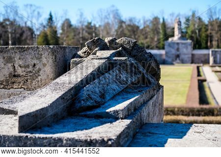 Riga, Latvia - April 1, 2021: European Heritage Day. The Riga Brethren Cemetery - Latvian Memorial E