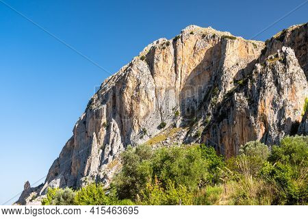 View Of Rocca Del Crasto Near Alcara Li Fusi Town In The Nebrodi Park, Sicily