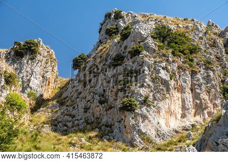View Of Rocca Del Crasto Near Alcara Li Fusi Town In The Nebrodi Park, Sicily