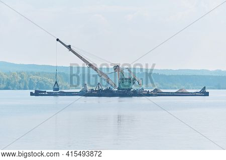 Dredger Is Working To Deepen The Fairway On The River