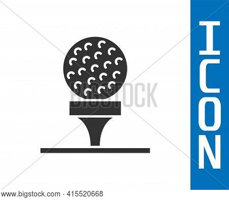 Grey Golf Ball On Tee Icon Isolated On White Background. Vector