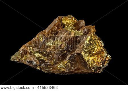 Macro Siderite Mineral Stone On Black Background