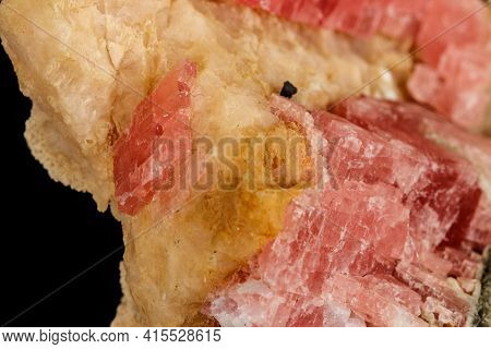 Macro Stone Cobalt Calcite Mineral On A Black Background
