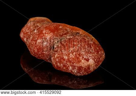 Macro Stone Apophyllite Mineral On Black Background