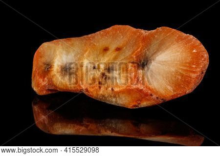 Macro Stone Apophyllite Mineral On Black Background