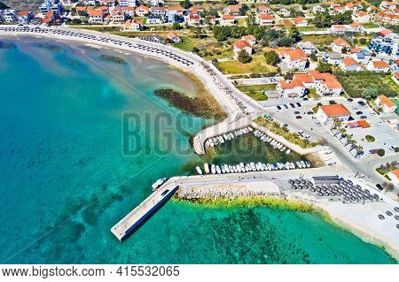 Island Of Vir Beach And Waterfront Aerial View, Dalmatia Region Of Croatia