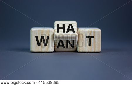 What Do You Want Symbol. Turned Cubes And Changed The Word 'want' To 'what'. Beautiful Grey Backgrou