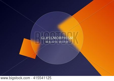 Glassmorphism Effect With Transparent Glass Plate On Abstract Colored Background With Moving Geometr