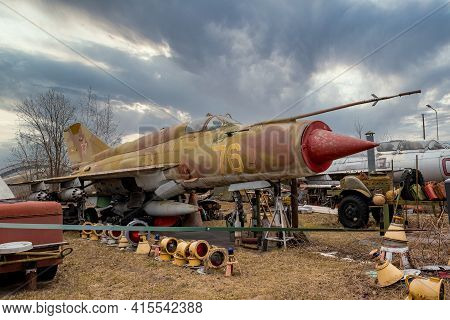 Riga, Latvia - March 26, 2021: Detail Of A Mikoyan Mig 21, Nato Code Name 'fishbed', Displayed At Th