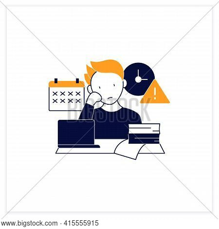 Delaying Deadlines Flat Icon.schedule Gets Out. Task Execution Delay.postpone Unpleasant Tasks For L