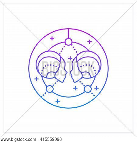 Gemini Gradient Icon. Third Fire Sign In Zodiac. Horoscope Twins. Mystic Horoscope Sign. Astrologica