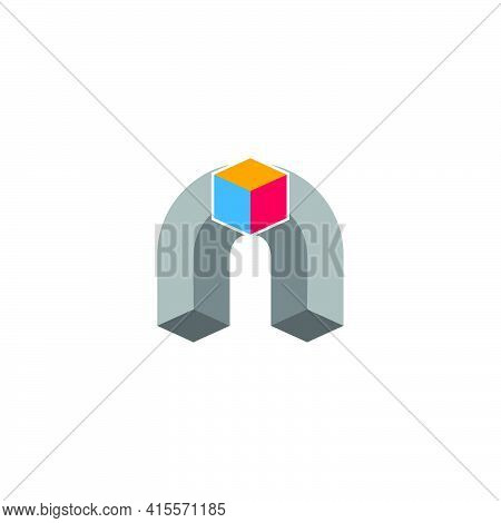 Letter N Colorful Box Geometric 3d Logo Vector