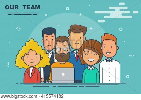 Thin Line Flat Modern Style Illustration. Search Ideas Process.