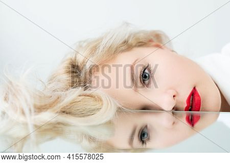 Vision Correction. Eye Laser Surgery. Eyesight Treatment. Ophthalmic Procedure. Art Portrait Of Blon