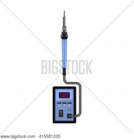 Soldering Iron Isolated Cartoon Icon. Vector Illustration Solder On White Background. Vector Cartoon
