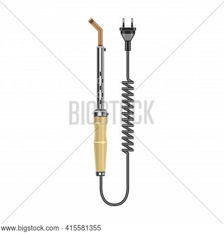 Soldering Iron Isolated Cartoon Icon. Vector Illustration Solder On White Background. Vector Cartoon
