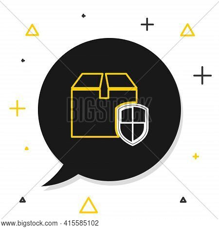 Line Delivery Pack Security Symbol With Shield Icon Isolated On White Background. Delivery Insurance