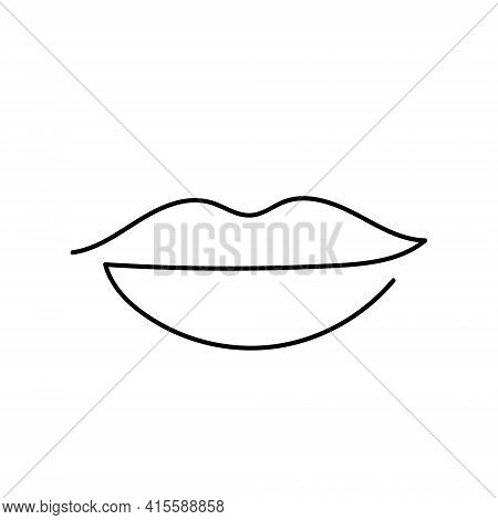 Lips Continuous One Line Drawing Art. Woman Lips Silhouette Can Use For Logo, Card, Banner, Salon, B