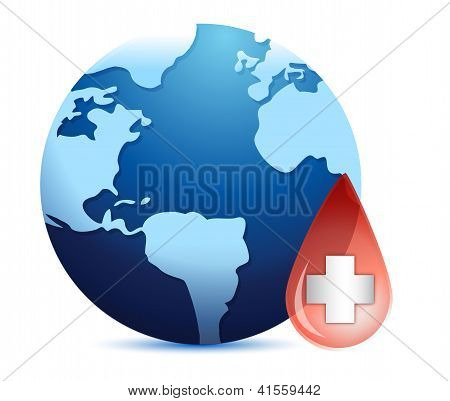 Earth Globe In een druppel bloed