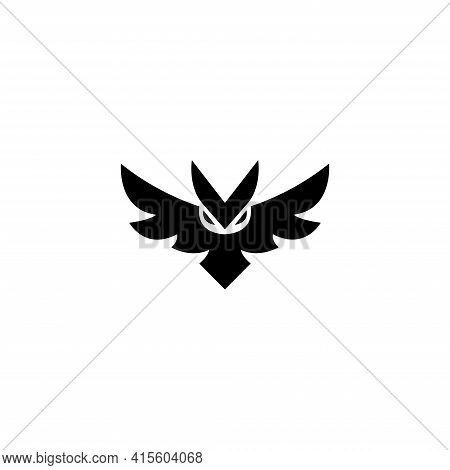 Owl Icon Logo Vector Design Negative Space Style.