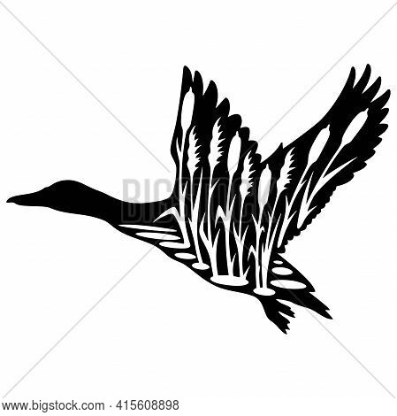 Duck Hunting - Wildlife Stencils - Duck Silhouette, Wildlife Clipart Isolated On White