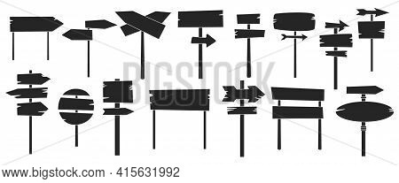 Wooden Post Vector Illustration On White Background. Isolated Black Set Icon Signpost. Vector Black 