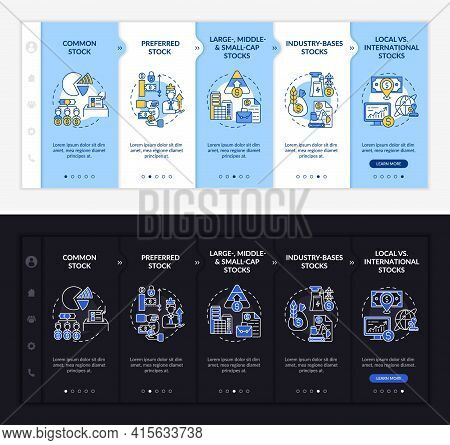 Assets Types Onboarding Vector Template. Responsive Mobile Website With Icons. Web Page Walkthrough 