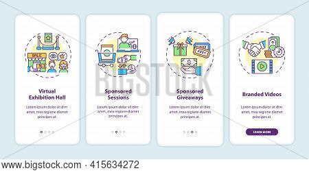 Sponsorship Virtual Events Ideas Onboarding Mobile App Page Screen With Concepts. Giveaways Walkthro