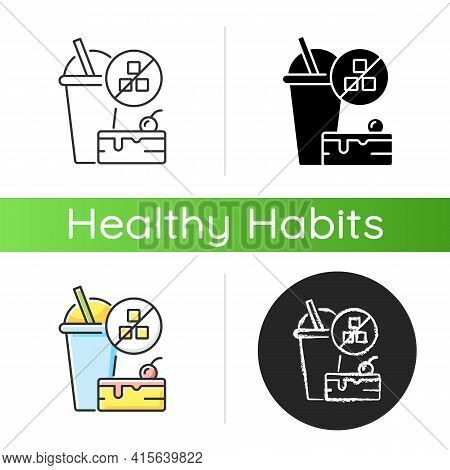No Added Sugar Icon. Healthy Food. Weight Loss. Stop Overeating. Unhealthy Junk Food. Nutritious Die