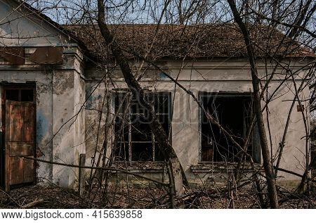 An Old Rural House Is Allowed And Overgrown After The Tragedy In Chernobyl