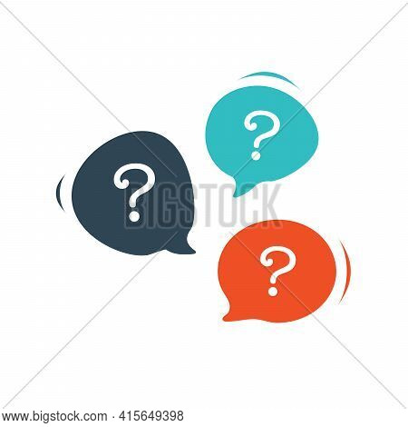 Three Chat Speech Message Bubbles With Question Marks. Forum Faq Icon. Communication Concept. Stock 
